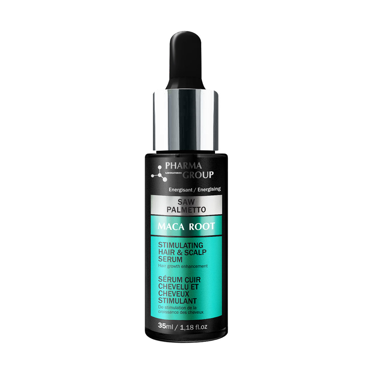 Стимулювальна сироватка Pharma Group Saw Palmetto + Maca Root Stimulating Hair &amp; Scalp Serum для посилення росту волосся, 35 мл